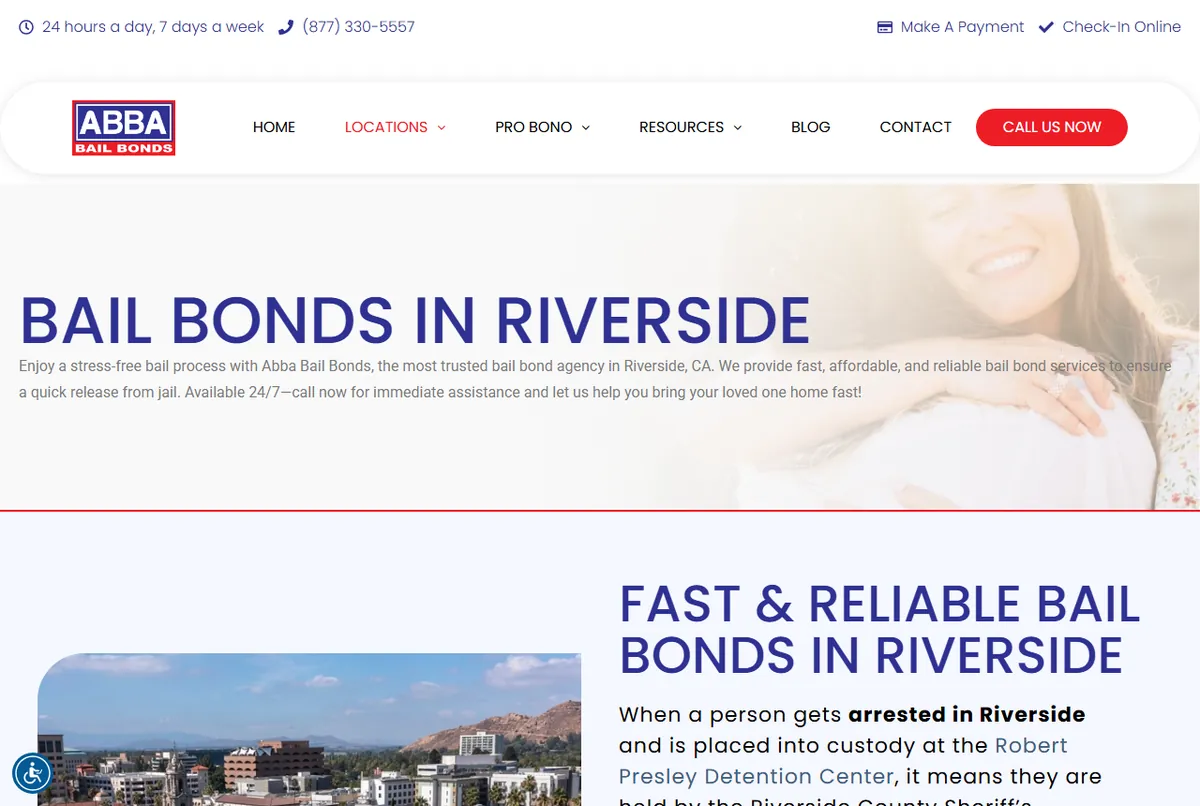 Abba Bail Bonds website, California statewide