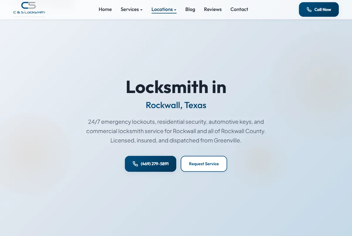 C&S Locksmith website, Greenville, TX