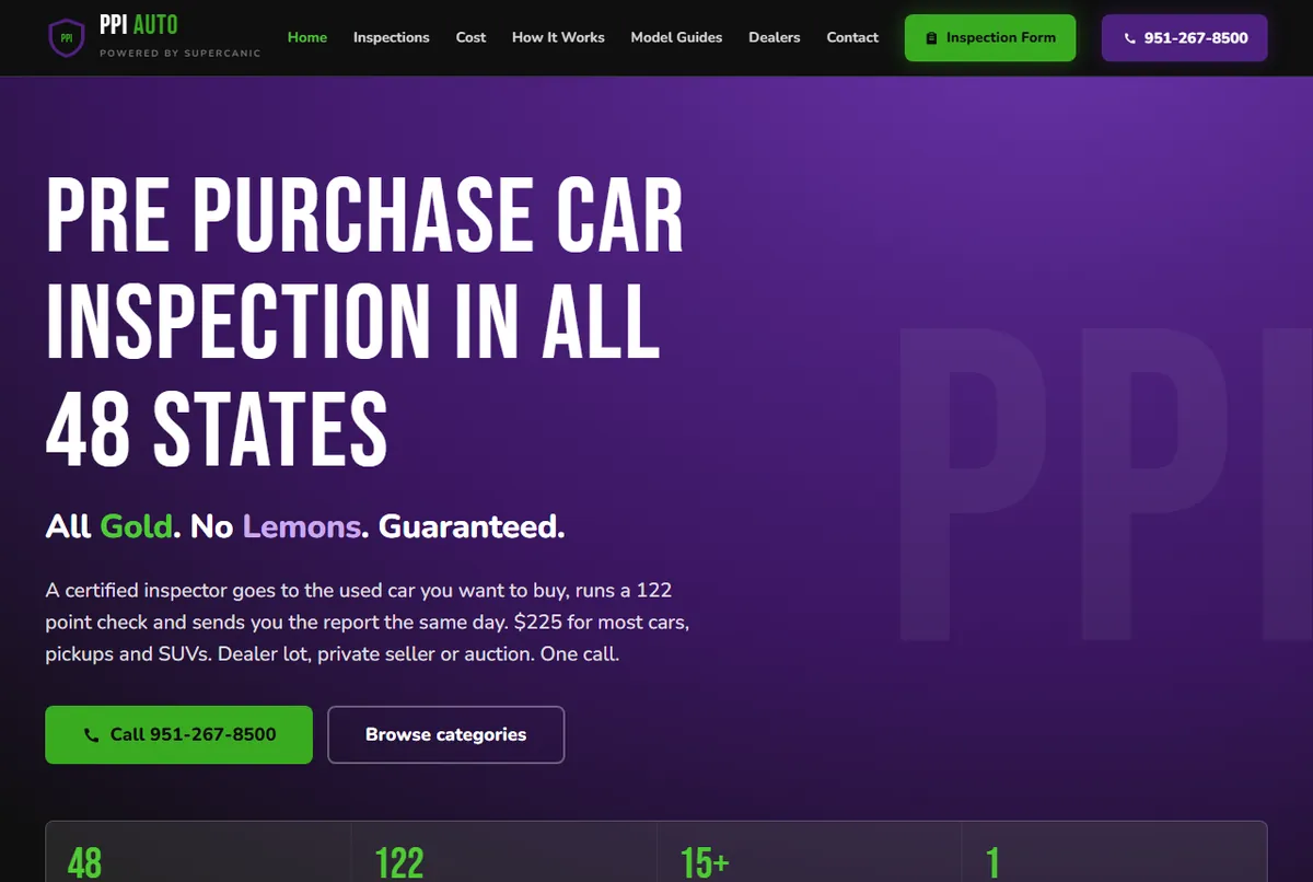PPI Auto website, 48 states