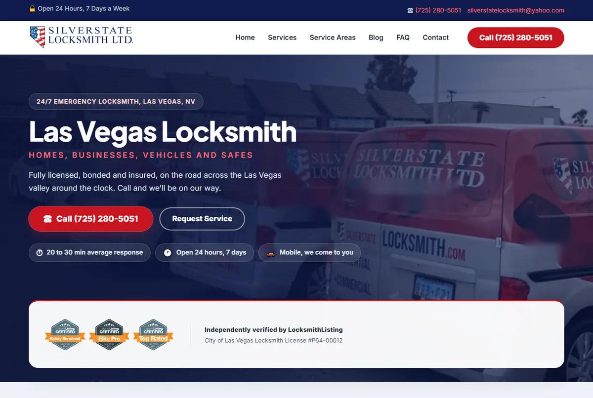 Silver State Locksmith website, Las Vegas, NV